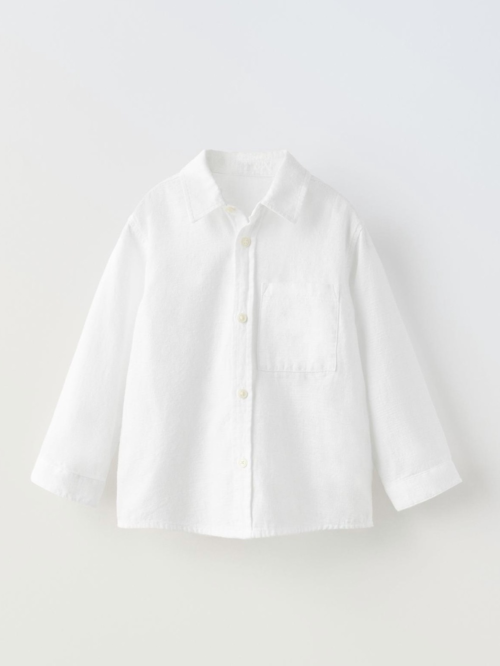 Zara White Long-Sleeve Button-Down Shirt for Kids